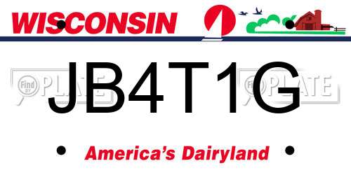 JB4T1G Wisconsin License Plate