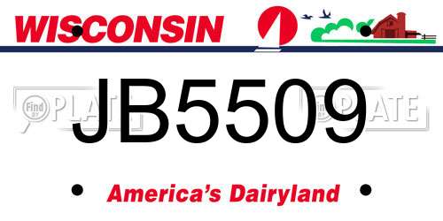 JB5509 Wisconsin License Plate