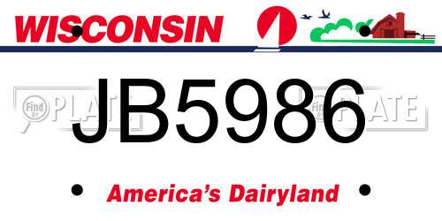 JB5986 Wisconsin License Plate