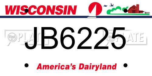 JB6225 Wisconsin License Plate
