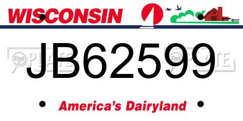 JB62599 Wisconsin License Plate