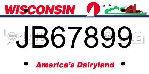 JB67899 Wisconsin License Plate