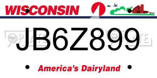 JB6Z899 Wisconsin License Plate
