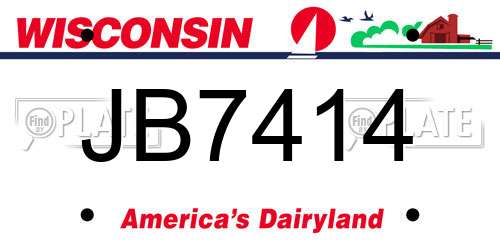 JB7414 Wisconsin License Plate
