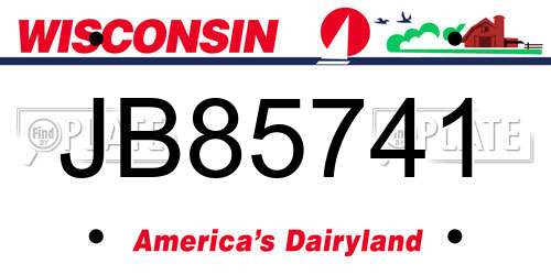 JB85741 Wisconsin License Plate