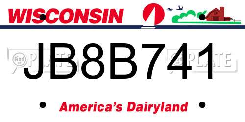 JB8B741 Wisconsin License Plate
