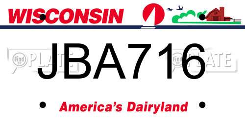 JBA716 Wisconsin License Plate