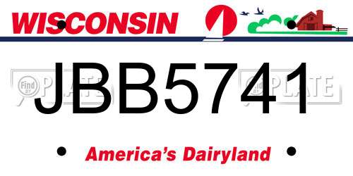 JBB5741 Wisconsin License Plate