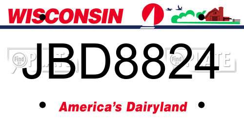 JBD8824 Wisconsin License Plate