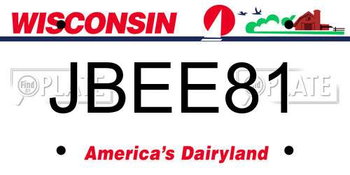JBEE81 Wisconsin License Plate