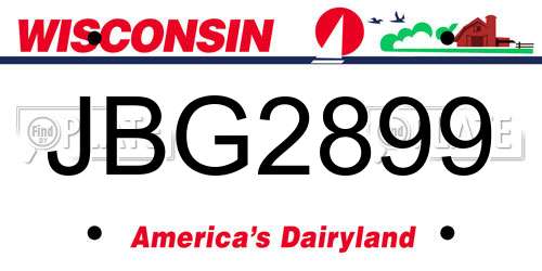 JBG2899 Wisconsin License Plate