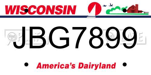 JBG7899 Wisconsin License Plate