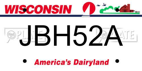 JBH52A Wisconsin License Plate