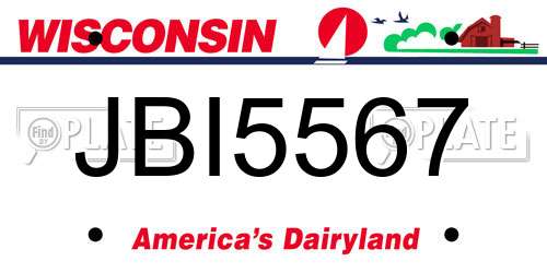 JBI5567 Wisconsin License Plate
