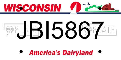 JBI5867 Wisconsin License Plate