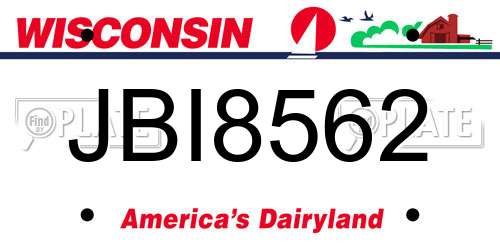 JBI8562 Wisconsin License Plate