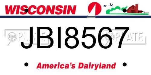 JBI8567 Wisconsin License Plate