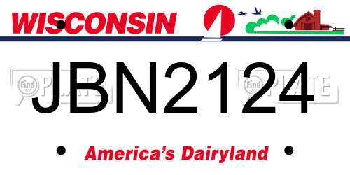 JBN2124 Wisconsin License Plate
