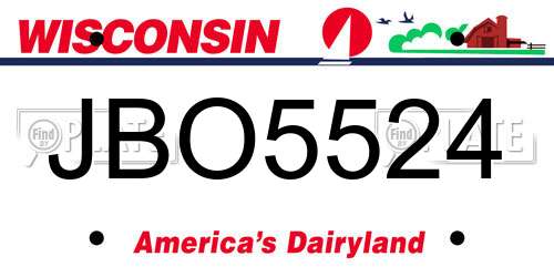 JBO5524 Wisconsin License Plate