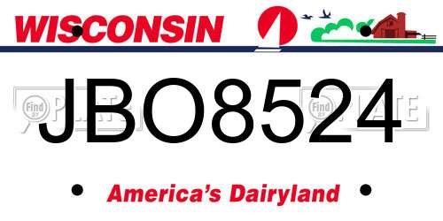 JBO8524 Wisconsin License Plate