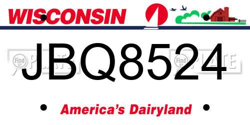 JBQ8524 Wisconsin License Plate