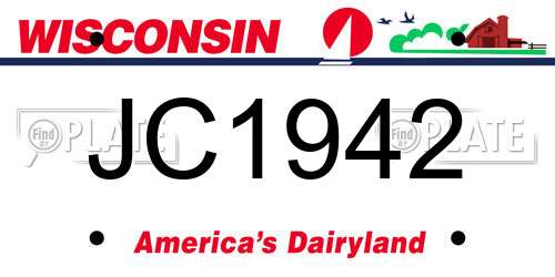 JC1942 Wisconsin License Plate