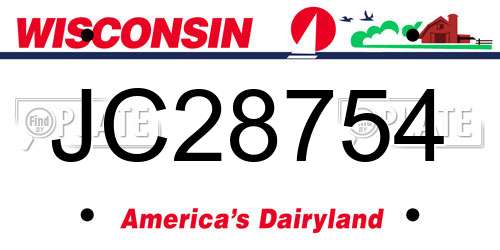 JC28754 Wisconsin License Plate