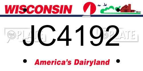 JC4192 Wisconsin License Plate