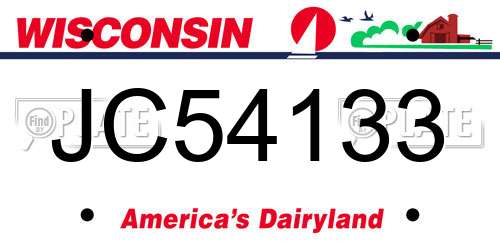 JC54133 Wisconsin License Plate