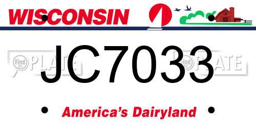 JC7033 Wisconsin License Plate