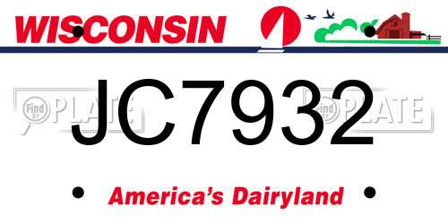JC7932 Wisconsin License Plate