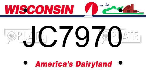 JC7970 Wisconsin License Plate