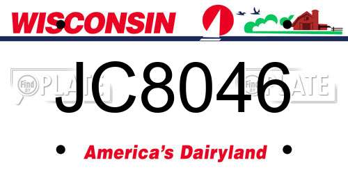 JC8046 Wisconsin License Plate