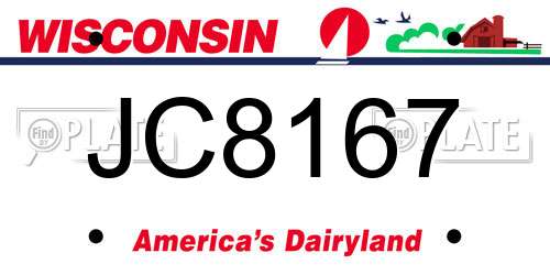 JC8167 Wisconsin License Plate