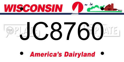 JC8760 Wisconsin License Plate