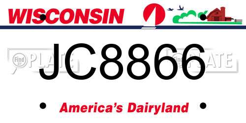 JC8866 Wisconsin License Plate