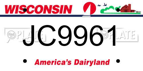 JC9961 Wisconsin License Plate