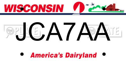 JCA7AA Wisconsin License Plate