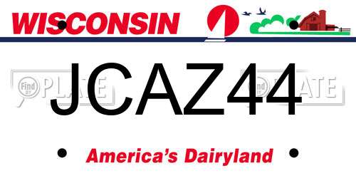JCAZ44 Wisconsin License Plate