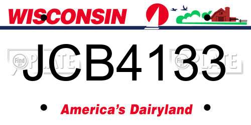 JCB4133 Wisconsin License Plate