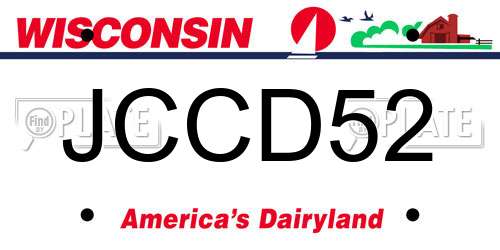 JCCD52 Wisconsin License Plate