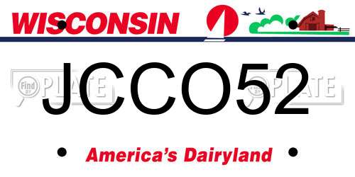 JCCO52 Wisconsin License Plate