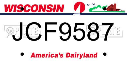 JCF9587 Wisconsin License Plate
