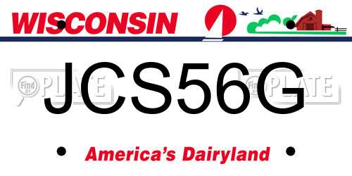 JCS56G Wisconsin License Plate