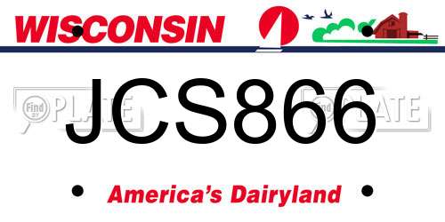 JCS866 Wisconsin License Plate