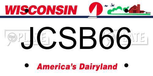 JCSB66 Wisconsin License Plate