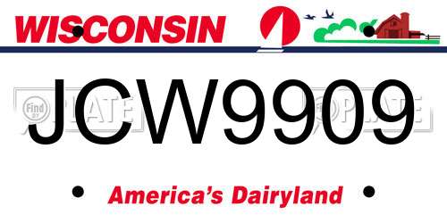 JCW9909 Wisconsin License Plate