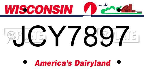JCY7897 Wisconsin License Plate