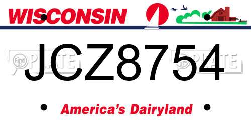 JCZ8754 Wisconsin License Plate