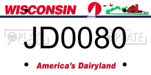JD0080 Wisconsin License Plate